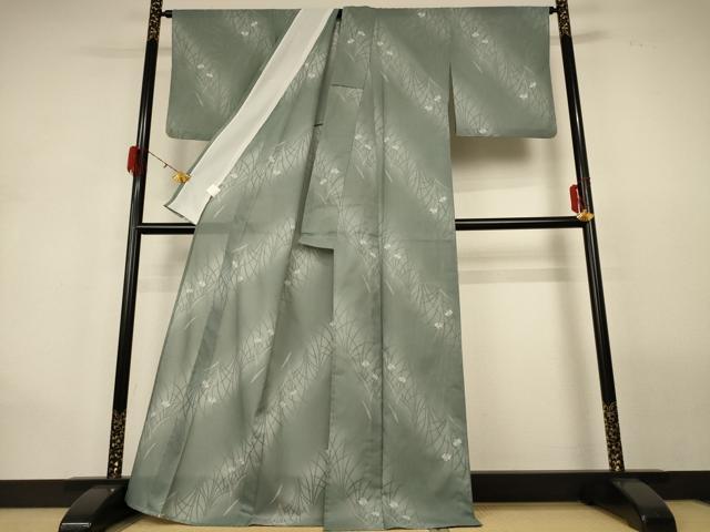平和屋着物＊夏物 小紋 絽 草花文 暈し染め 洗える着物 AABG9197jd