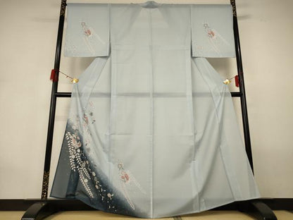 平和屋着物＊夏物 訪問着 絽 花蝶文 暈し染め 洗える着物 AABG9198jd