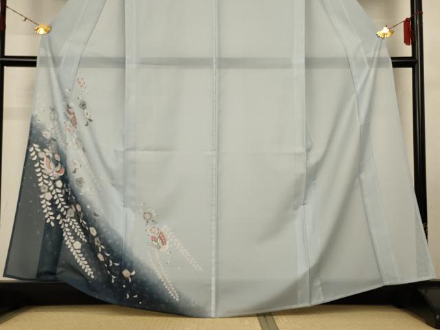 平和屋着物＊夏物 訪問着 絽 花蝶文 暈し染め 洗える着物 AABG9198jd