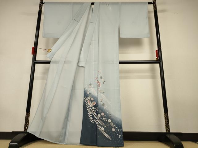 平和屋着物＊夏物 訪問着 絽 花蝶文 暈し染め 洗える着物 AABG9198jd