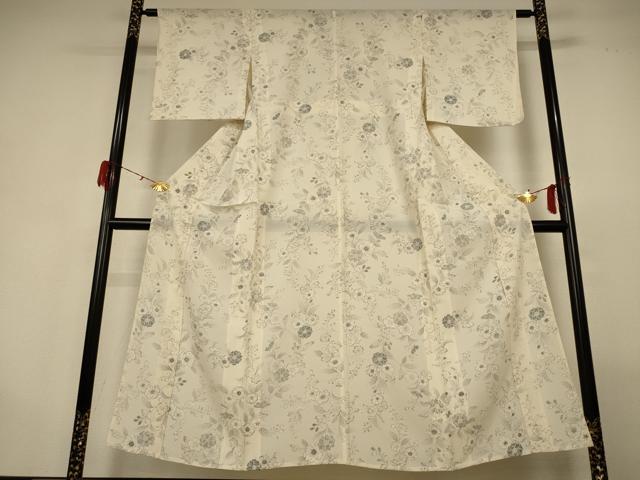 平和屋着物＊夏物 小紋 絽 草花文 正絹 逸品 AABG9206jd