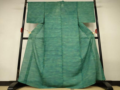平和屋着物＊夏物 小紋 絽 霞文 暈し染め 正絹 逸品 AABG9210jd
