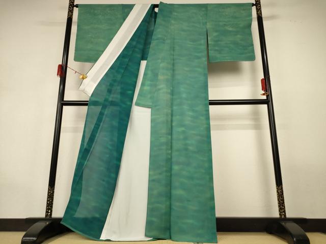 平和屋着物＊夏物 小紋 絽 霞文 暈し染め 正絹 逸品 AABG9210jd