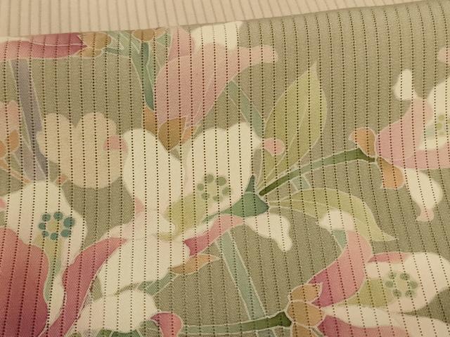 平和屋着物＊夏物 十日町 加賀草木友禅の第一人者 田村哲彦 訪問着 縦絽 草花文 暈し染め 正絹 逸品 AABG9212fy