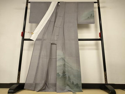 平和屋着物＊夏物 訪問着 紗 手描き 風景文 正絹 逸品 未使用 AABG9214jd