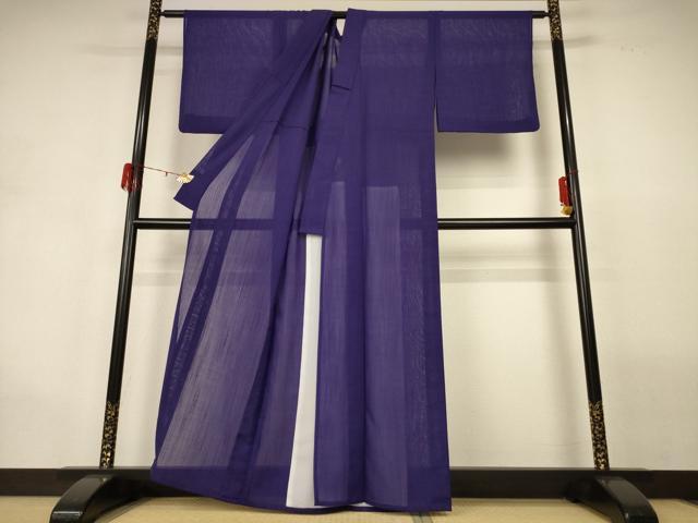 平和屋着物＊夏物 色無地 紗 深紫色 洗える着物 AABG9216jd
