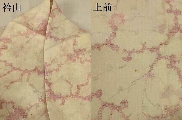 平和屋着物＊夏物 小紋 紗 枝梅文 洗える着物 AABG9217jd
