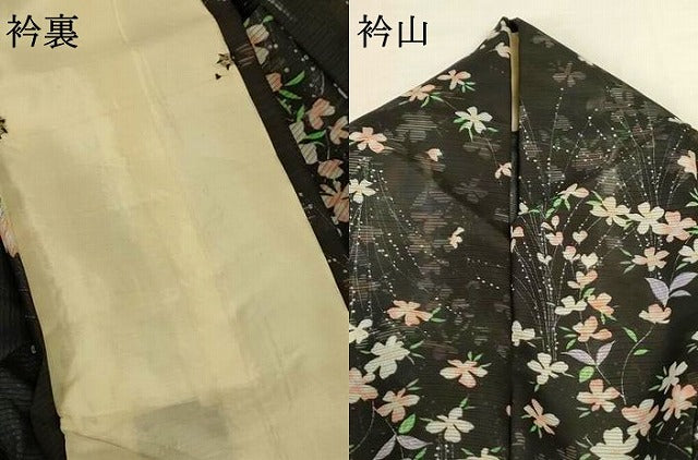 平和屋着物＊夏物 小紋 絽 草花文 洗える着物 AABG9222jd
