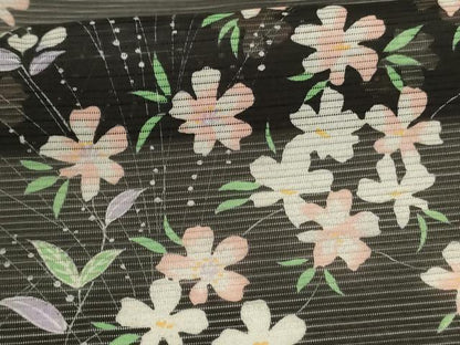 平和屋着物＊夏物 小紋 絽 草花文 洗える着物 AABG9222jd