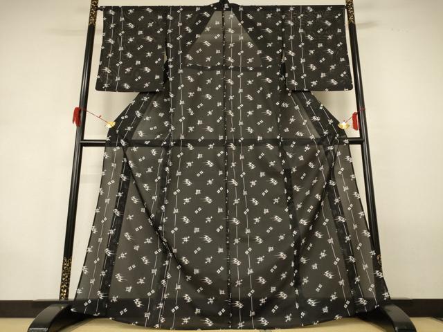 平和屋着物＊夏物 小紋 絽 絣柄 洗える着物 AABG9223jd