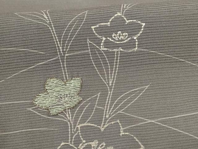 平和屋着物＊夏物 訪問着 絽 刺繍 草花文 暈し染め 銀彩 正絹 逸品 AABG9227jd