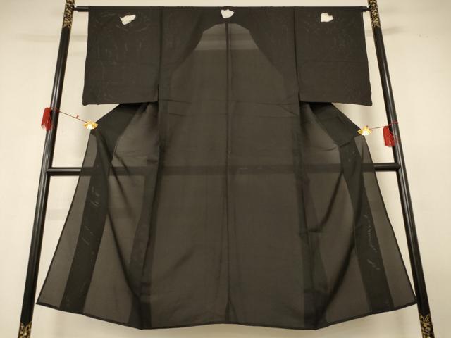 平和屋着物＊夏物　男性　黒紋付　絽　正絹　逸品　AABG9231jd