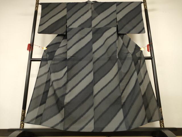平和屋着物＊夏物 小紋 紗 変わり縞 正絹 逸品 AABG9237jd