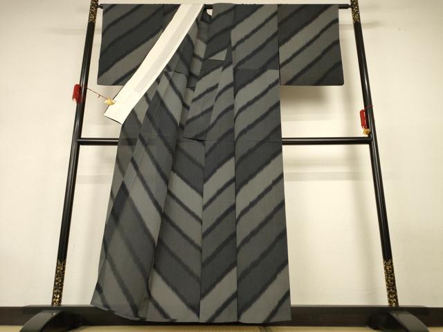 平和屋着物＊夏物 小紋 紗 変わり縞 正絹 逸品 AABG9237jd