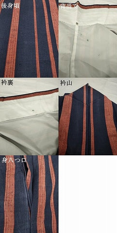 平和屋着物▽上質な紬 単衣 縞 正絹 逸品 AABG9243ck