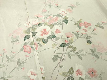 平和屋着物▽訪問着 単衣 友禅 作家物 枝花文 暈し染め 正絹 逸品 AABG9246ck