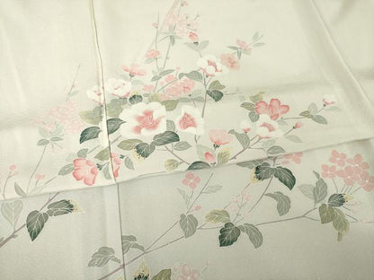 平和屋着物▽訪問着 単衣 友禅 作家物 枝花文 暈し染め 正絹 逸品 AABG9246ck