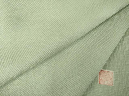 平和屋着物▽上質な色無地 単衣 作家物 若芽色 正絹 逸品 AABG9247ck