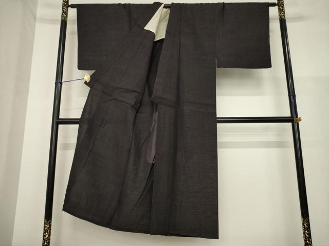平和屋着物▽上質な紬 単衣 蚊絣 正絹 逸品 AABG9253ck