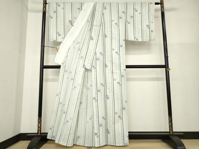 平和屋着物▽小紋 単衣 桜文 洗える着物 AABG9260ck