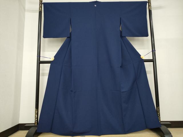 平和屋着物▽色無地　単衣　青褐色　洗える着物　AABG9261ck
