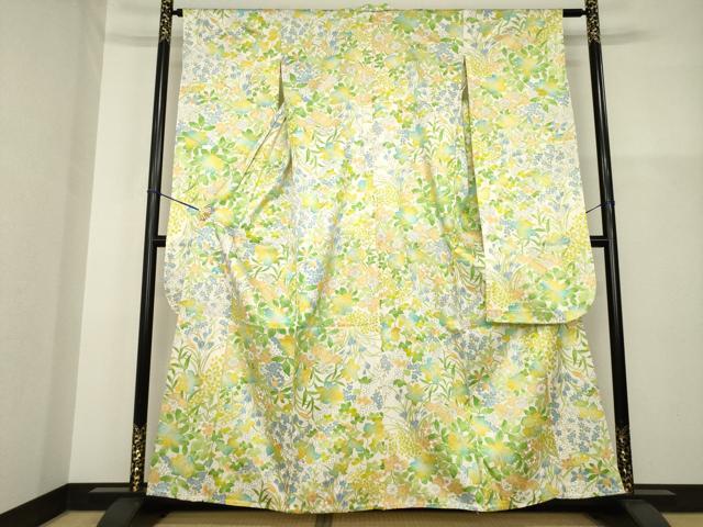 平和屋着物▽豪華振袖 単衣 草花尽くし 金彩 正絹 逸品 AABG9273ck