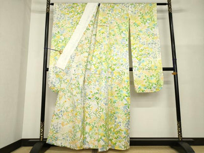 平和屋着物▽豪華振袖 単衣 草花尽くし 金彩 正絹 逸品 AABG9273ck