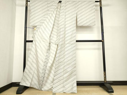 平和屋着物▽本場染大島紬 単衣 青海波 正絹 逸品 AABG9274ck