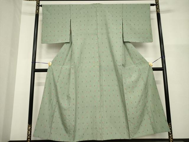 平和屋着物▽上質な紬 単衣 絞り 十字絣 正絹 逸品 AABG9275ck