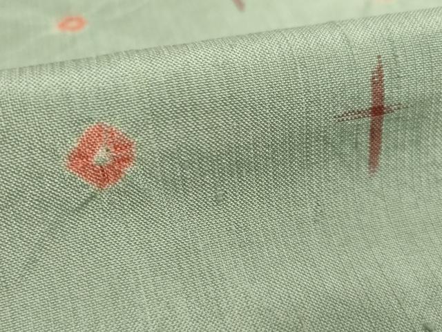 平和屋着物▽上質な紬 単衣 絞り 十字絣 正絹 逸品 AABG9275ck
