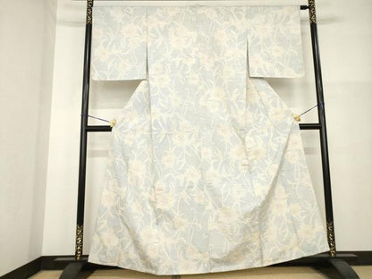 平和屋着物▽上質な紬 単衣 枝花文 やまと誂製 正絹 逸品 AABG9279ck