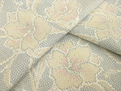 平和屋着物▽上質な紬 単衣 枝花文 やまと誂製 正絹 逸品 AABG9279ck