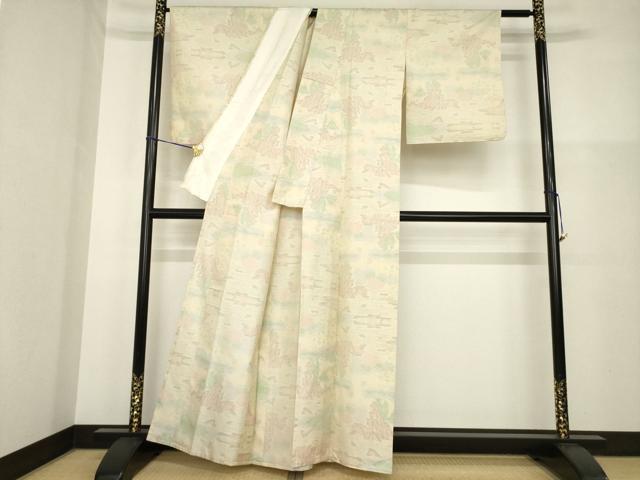 平和屋着物▽本場大島紬 単衣 風景文 正絹 逸品 AABG9280ck