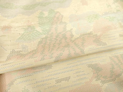 平和屋着物▽本場大島紬 単衣 風景文 正絹 逸品 AABG9280ck