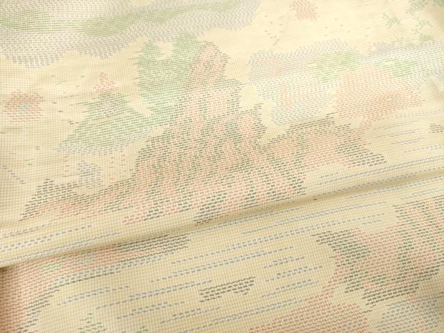 平和屋着物▽本場大島紬 単衣 風景文 正絹 逸品 AABG9280ck