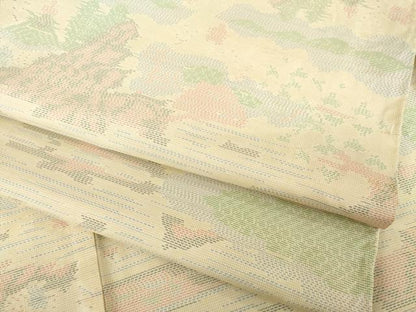 平和屋着物▽本場大島紬 単衣 風景文 正絹 逸品 AABG9280ck