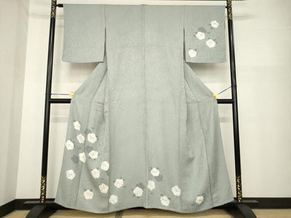 平和屋着物▽訪問着 単衣 絞り 舞花文 正絹 逸品 AABG9282ck