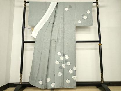 平和屋着物▽訪問着 単衣 絞り 舞花文 正絹 逸品 AABG9282ck