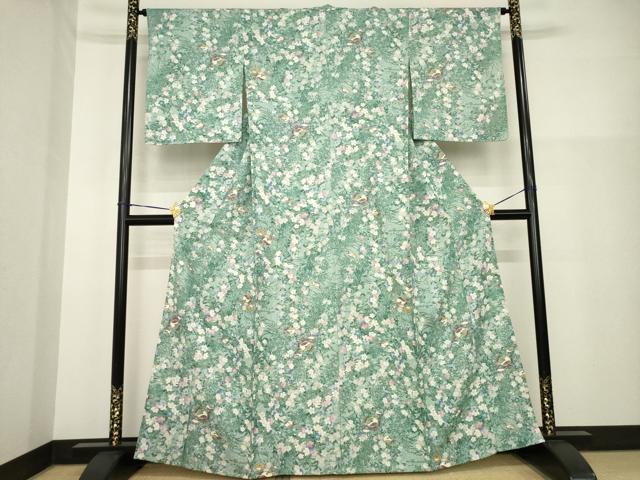平和屋着物▽上質な小紋　単衣　光琳菊　金彩　正絹　逸品　AABG9285ck 平和屋着物▽上質な小紋 単衣 光琳菊 金彩 正絹 逸品 AABG9285ck