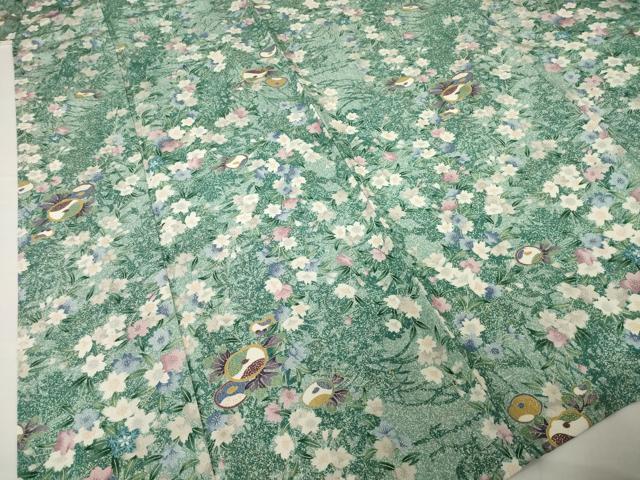 平和屋着物▽上質な小紋　単衣　光琳菊　金彩　正絹　逸品　AABG9285ck 平和屋着物▽上質な小紋 単衣 光琳菊 金彩 正絹 逸品 AABG9285ck