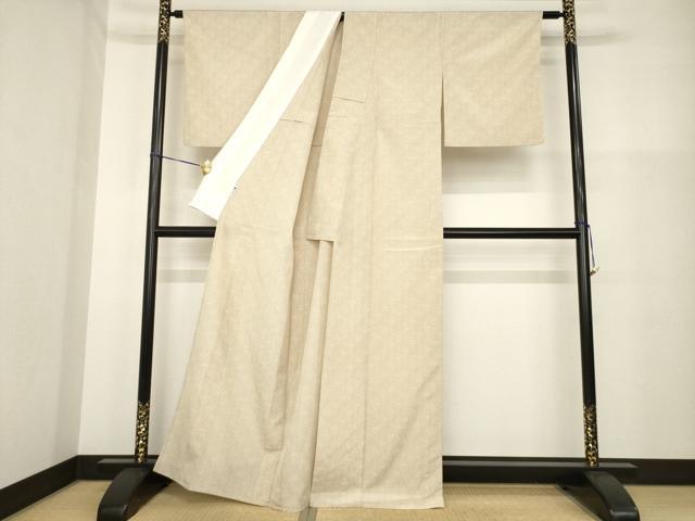 平和屋着物▽本塩沢 単衣 110亀甲 菱文 正絹 逸品 AABG9291ck