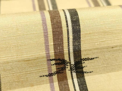 平和屋着物▽上質な紬 単衣 格子 正絹 逸品 AABG9293ck