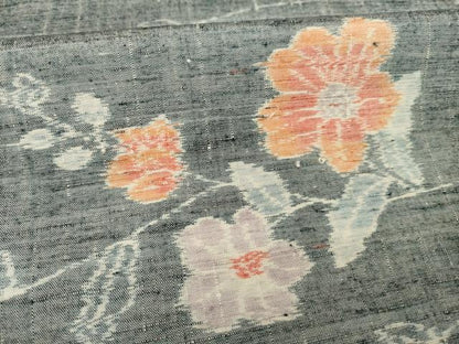 平和屋着物▽上質な紬 単衣 枝花文 正絹 逸品 AABG9298ck