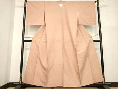 平和屋着物▽上質な紬 単衣 色無地 ときがら茶色 正絹 逸品 AABG9299ck