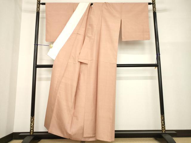 平和屋着物▽上質な紬 単衣 色無地 ときがら茶色 正絹 逸品 AABG9299ck