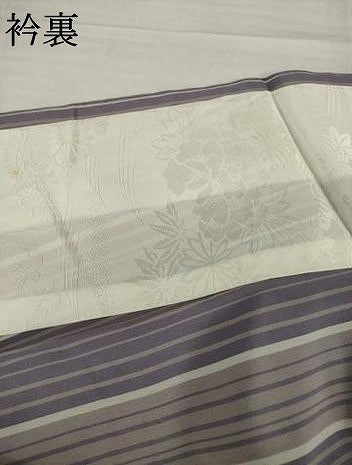 平和屋着物▽上質な小紋 単衣 縞 正絹 逸品 AABG9301ck