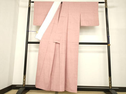 平和屋着物▽本場結城紬 重要無形文化財 単衣 色無地 鴇浅葱色 正絹 逸品 AABG9305ck