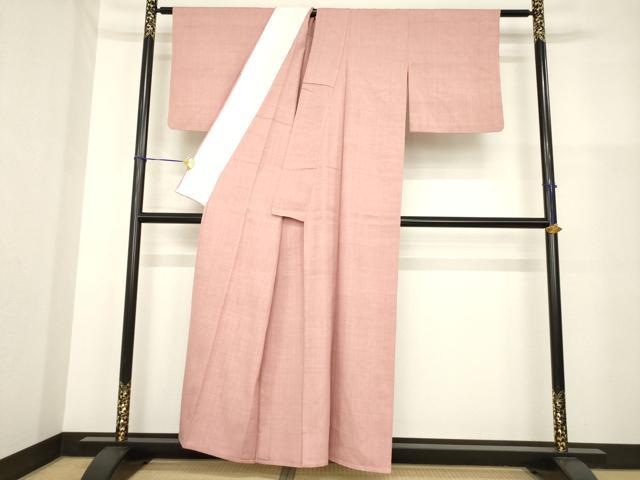 平和屋着物▽本場結城紬 重要無形文化財 単衣 色無地 鴇浅葱色 正絹 逸品 AABG9305ck