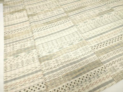 平和屋着物▽上質な紬 単衣 横段文 正絹 逸品 AABG9308ck