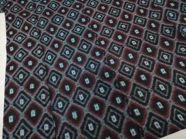 平和屋着物●久留米絣　単衣　菱繋ぎ　綿　逸品　AABG9309ck